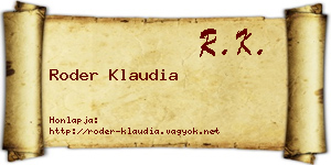 Roder Klaudia névjegykártya